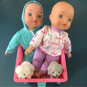 Soft Bodied Dolls (2), Twins Wagon and Friends